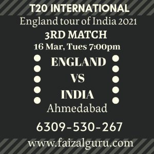 India vs England Prediction 3rd T20I, Dream 11 Team