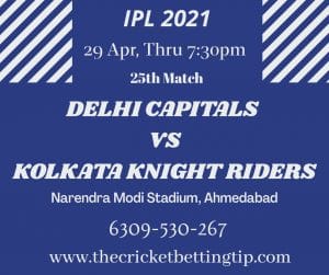 Delhi vs Kolkata Prediction 25th Match, Dream 11 Team