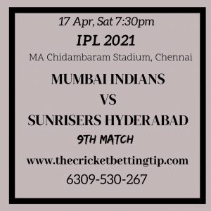 Mumbai vs Hyderabad Prediction 9th Match, Dream 11 Team