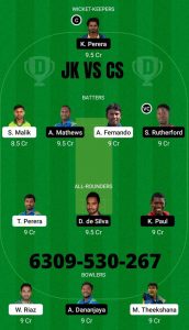 JKS vs CLS, 9th Match- Prediction and Sessions- Dream 11 Prediction